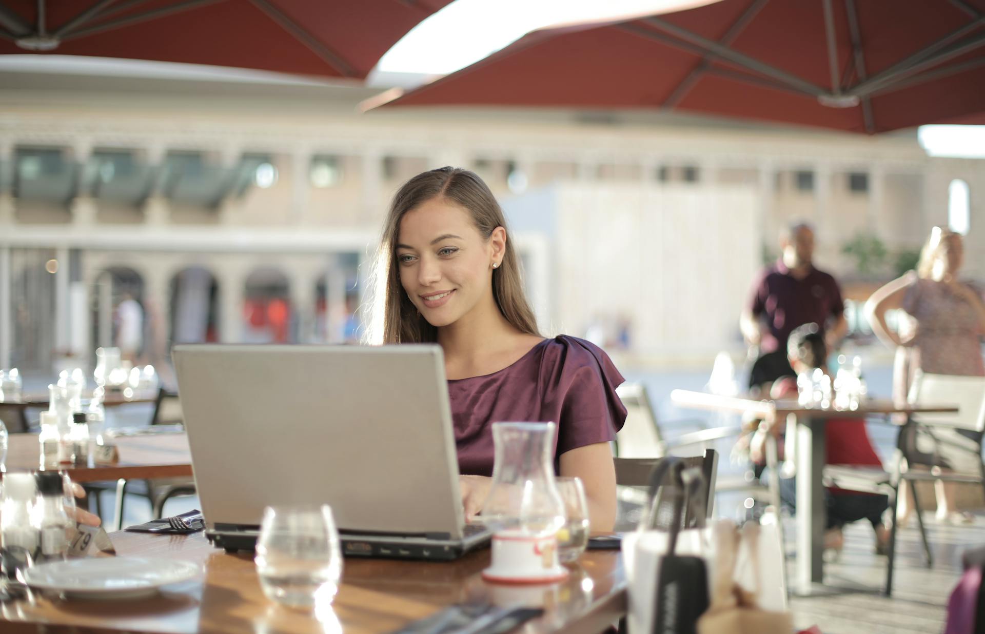 Woman using laptop for secure browsing